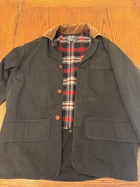 Vintage Ralph Lauren Black Barn Coat with Corduroy Collar
